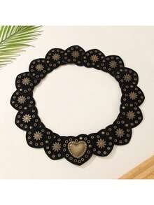 Plus Size XL/XXL Women's Belt, Y2K Style Belt, Bohemian Heart-Shaped Rivet Decor Retro Western Style Suede Belt Accessory, Black Belt, Suitable For Skirts, Music Festivals, Parties, Y2K Style, Plus Size, Valentine's Day - Black - View 5