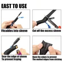 Cable Protector, Black Braided Sleeve, Car & Home Wire Management, Anti- & Wear-Resistant & Flame Retardant - Conduit - View 5