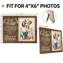 1pc Modern Wooden Photo Frame 4x6 - Sisterhood Friendship Memento, No Electricity Needed, Desktop Display, Perfect Gift For Siblings And Friends, Elegant Design - 1 - View 3