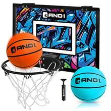 AND1 Mini aro de Baloncesto: 457 x 30 5 cm premontado portátil sobre la Puerta con Borde Flexible Incluye Dos Mini Baloncesto desinflado de 5 Pulgadas con Bomba para Interiores - Naranja/Azul claro - Ver 8