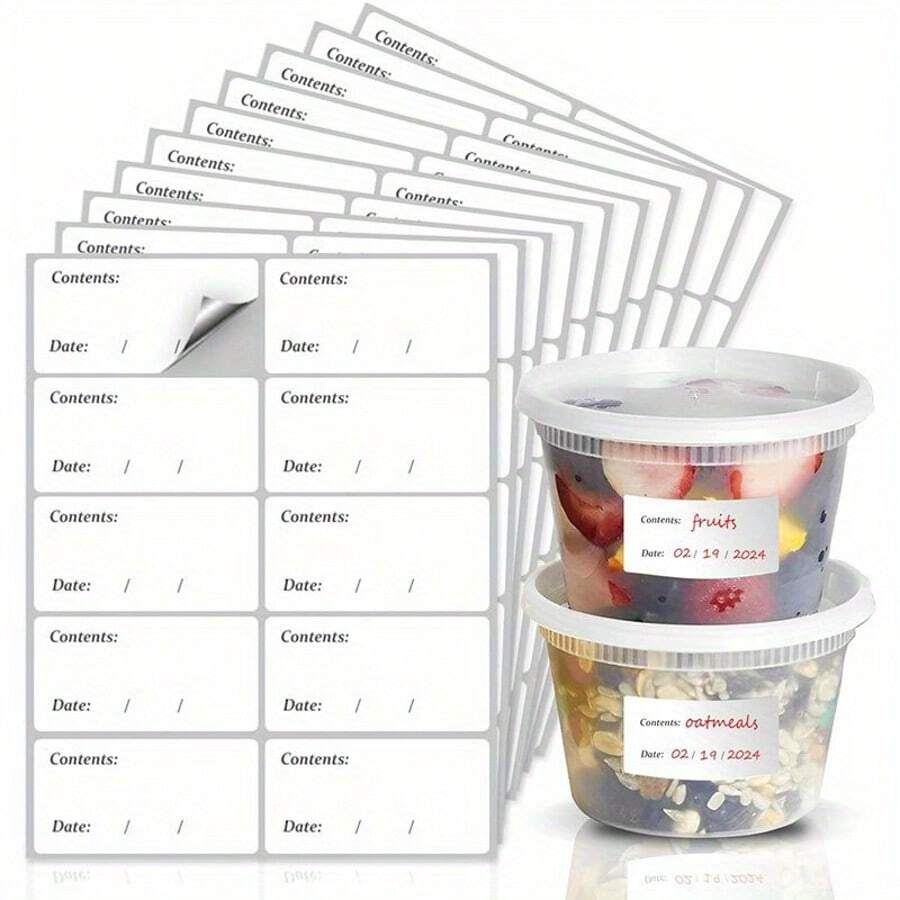100pcs Waterproof Removable Freezer Labels - White Sticker Notes Without Residue, Suitable For Kitchen Organization, Food Containers, Jars And Pantry Storage, Ideal For Meal Prep And Non-Contact Paper Materials, Kitchen Organization | Clear Visible Labels | Labels, Sticker Labels