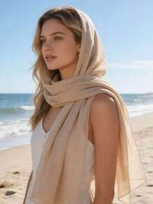 Lightweight Bali Chiffon Solid Color Casual Polyester Scarf, Suitable For All Seasons. Thin Bali Chiffon Scarf For Summer Sun Protection, Beach Vacation Photography, Lightweight And Breathable. Solid Color Versatile Scarf For Spring And Summer Outings. Large Size Thin Bali Chiffon Scarf For Sun Protection, Decoration, Or Head Wrap. Rose Red Thin Bali Chiffon Scarf, Airy And Wispy For Beach Photography, Lightweight As A Cloud - Multicolor - View 8