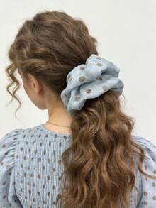 1个经典波点印花发圈，超大号女士发绳，丸子头固定器 - 彩色 - 查看 8