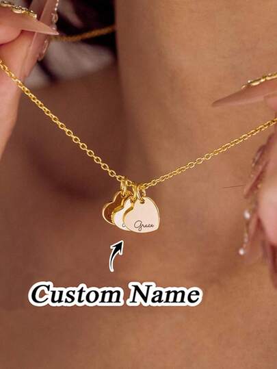 Collar personalizado con colgante en forma de corazón, collar con colgante en forma de corazón con varios nombres, joyería de verano, joyería de acero inoxidable, collar de mujer, accesorios de verano para mujer, collar con colgante personalizado con grabado láser de 1-4 nombres, colgante con forma de corazón adorable, regalo del Día de la Madre, accesorios de playa para mujer