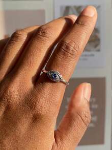 1pc 925 Sterling Silver Evil Eye Ring, Eternal Ring, Delicate Jewelry Gift, Daily Accessory, Engagement/Wedding Gift - Style 4 - View 4