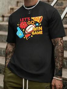 T-shirt sportiva da uomo con stampa grafica, tessuto di qualità, girocollo, vestibilità comoda, stampa artistica - nero - Visualizzare 1