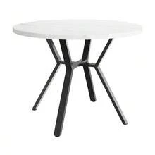 Modern And Simple Round Marble Dining Table (1 M Diameter), Black X-Shaped Coffee Table With Metal Support, Stable And Durable, An Essential Element For Stylish Homes. - 黑與白 - 查看 5