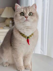1件时尚可爱辣椒陶瓷猫咪项链，适合猫咪日常佩戴和搭配服装 - 彩色 - 查看 6