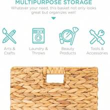 Best Choice Products 10.5x10.5in Pack Of 5 Cube Storage Baskets, Water Hyacinth Multipurpose Collapsible Organizers, Handwoven Laundry Totes For Laundry, Living Room, Kids Room Nursery - Natural - 10.5x10.5 inch + Màu tự nhiên - Xem 5