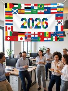 1 件 2026 年世界杯各国国旗横幅，足球派对装饰背景，包含多个国家的国旗，适合体育迷游戏之夜、观赛派对、室内外装饰。 - A - 查看 7