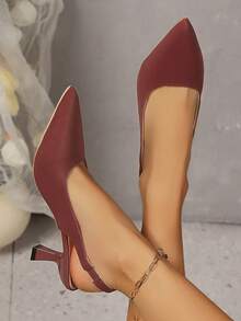 Women's Summer New French Pointed Toe Hollow Out Stiletto Sandals, Retro Fashionable Elegant Elegant Suitable For Commuting, Outdoor Wear, And Dating - Burgundy - View 5
