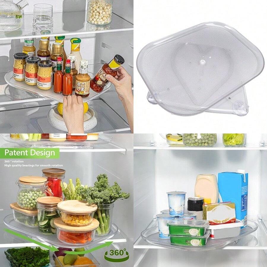Cocoarm Organizador Giratorio 360° para Refrigerador Lazy Susan Giratorio Transparente Rectangular Especieros para Cocina plat Giratorio para Armario almacenar Largo 120x60x0 3 cm/47 2x23 6x0 1 - Largo 120x60x03 cm/472x236x01 pulgadas - Ver 1