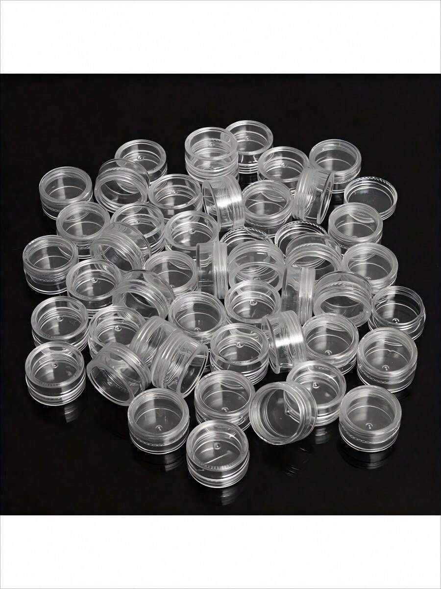 25个3克/5克透明小塑料化妆品容器，透明样品罐，眼影/唇膏容器，旅行装化妆品样品瓶，空小瓶，适合感恩节、万圣节和圣诞节
