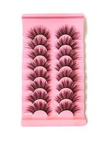 8 Pairs/Box European And American Messy Style 3D Multi-Layer Crossed Extra Long & Dense False Eyelashes, Asian Mixed Ethnicity, Suitable For Smoky Makeup, Nightclub, Reusable Stage Performance Dramatic Lashes - View 6