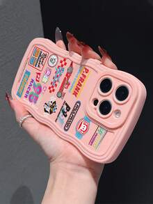 Funda de teléfono con material TPU y diseño con patrón de olas de la marca oficial Paul Frank. Protección de Body completo a prueba de golpes con cubierta para la cámara. Logotipo de mono, patrón de rejilla de coche de carreras de gatito con número 95. Nuevo diseño compatible con iPhone 13/14/15/16/17 Pro Max - Multicolor - Ver 4