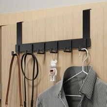 1pc Over-The-Door Storage Rack, Made Of High-Quality Rust-Resistant Material, Suitable For Bedroom, Bathroom, Kitchen And More Scenes, Can Be Used To Store And Hang Clothes, Umbrellas, Seasonings, Space-Saving Household Essential, With 5 Hooks, 2 Color Options, No Drilling Required. Easter Gift, Mother's Day Gift. Must-Have For Storage Enthusiasts. - Multicolor - View 11