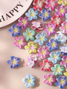 10/20/30pcs Muted Color Diagonal Striped Daisy Flower Hair Clips, Minimalist Cute Bangs Side Clips (Random Color),Festival,Party - Multicolor - View 3