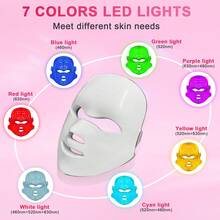 7-Color LED Light Photon Facial Mask, Rechargeable Touchscreen Adjustable Photon Therapy Face Mask, Soft Silicone Portable Home Facial Beauty Device, Best Gift For Valentine's Day - White - View 3