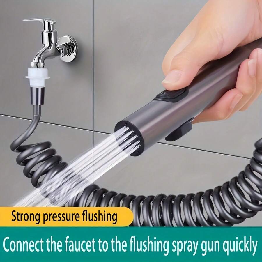 1 Set Balcony Spray Gun With Quick Connector, Washing Machine Extendable Hose, Bathroom Handheld Shower Sprayer