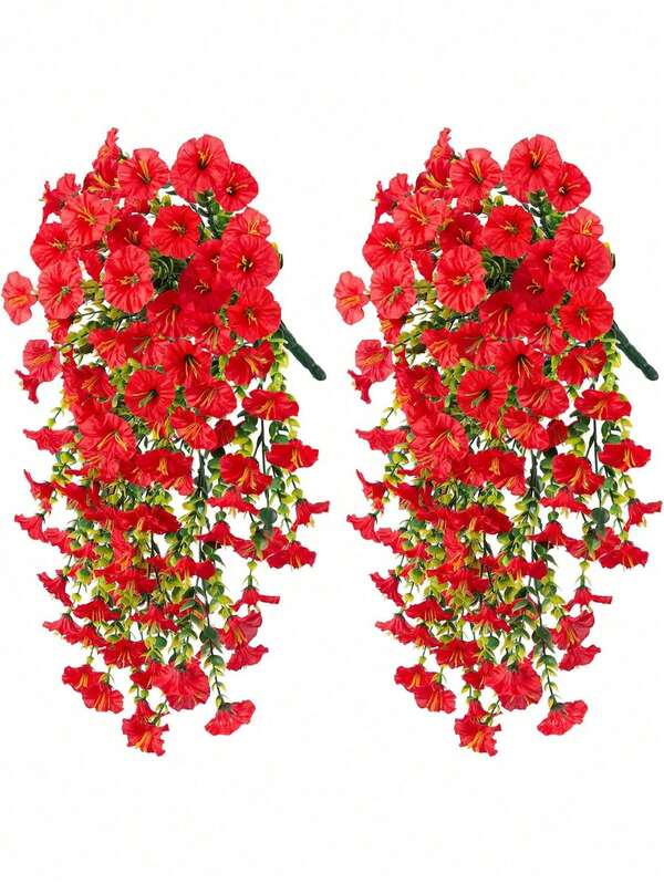 1 cành bạch đàn và dây hoa bìm bìm nhân tạo ngoài trời, chất liệu lụa chống tia UV, thích hợp trang trí kỷ niệm, tốt nghiệp, đám cưới, tiệc tùng, nhà cửa, văn phòng, hiên nhà, sân vườn, tường nhà, mùa xuân/hè.