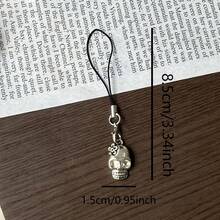 12 pièces Fleur Crâne Charms de Téléphone, Pendentif Polyvalent Doux et Cool, Décoration de Suspension de Téléphone de Haute Qualité, Cordon de Téléphone Anti-Perdu - argent - Voir 9