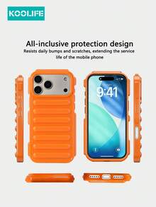 Koolife 1pc Solid Color 3D Capsule Phone Case, TPU Soft, Creative Design, Airbag Shockproof Cover, Compatible With Apple 17/17Pro/17ProMax - Orange - View 2