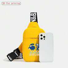 1 件装黑色 67 号印花尼龙大容量拉链时尚斜挎包，男女通用，街头服饰适用 - 彩色 - 查看 5