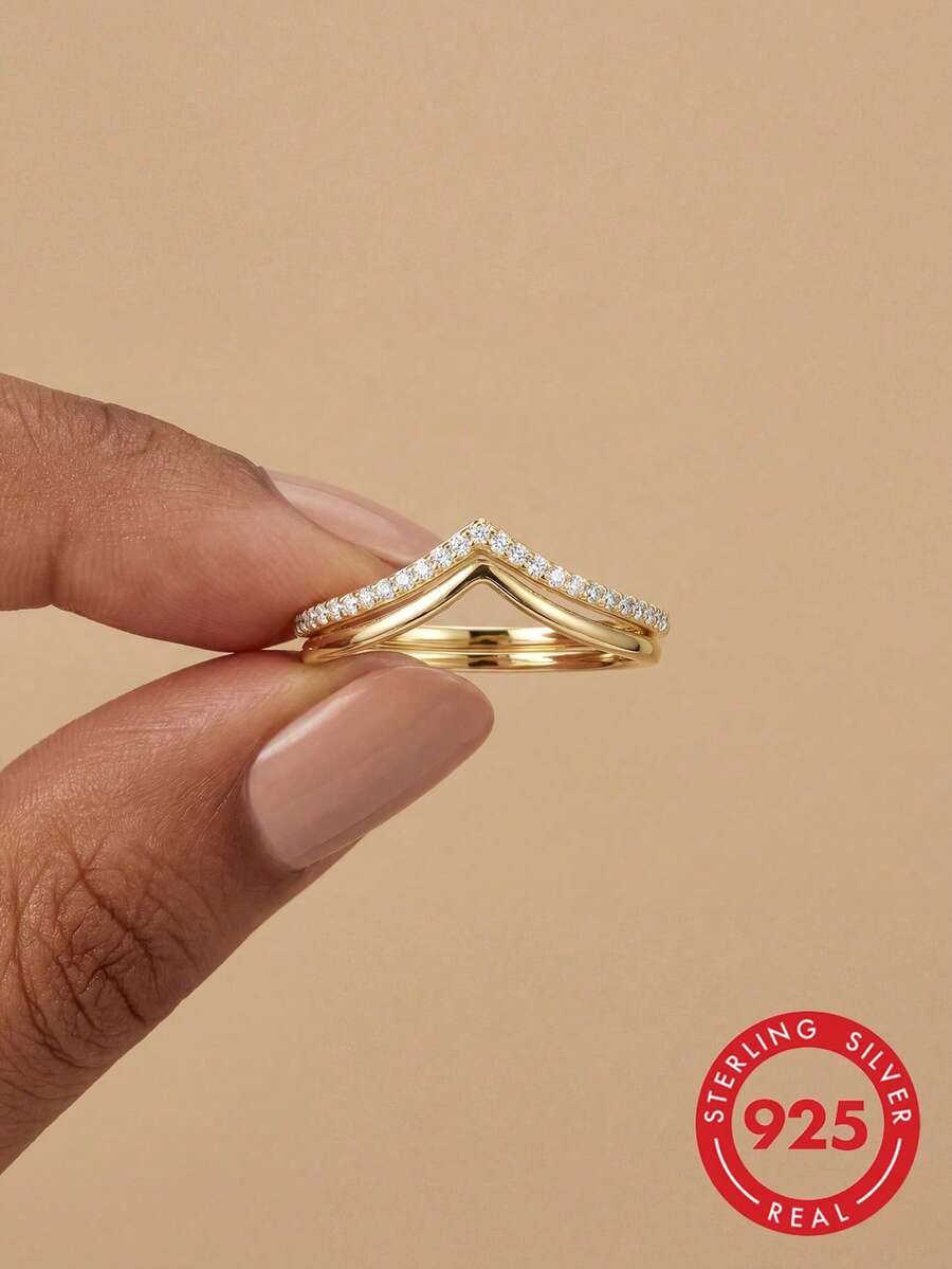 2pcs 925 Sterling Silver Geometric Rings, Vintage Elegant Jewelry Gift For Women, Suitable For Daily Wear And Party
