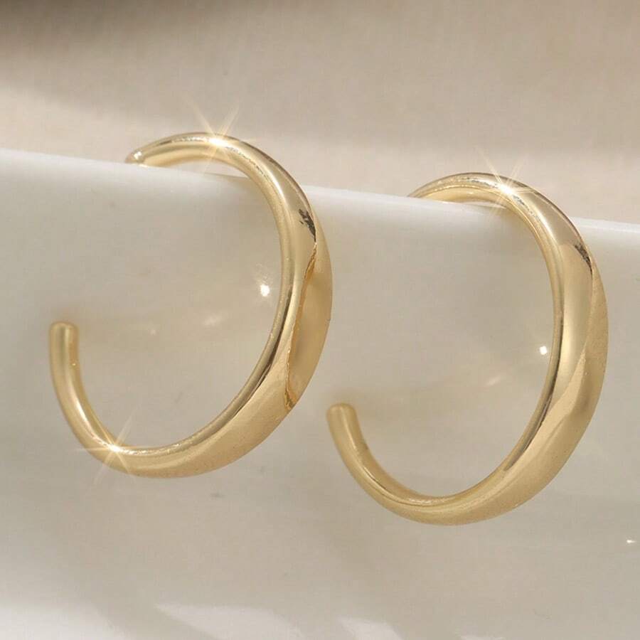 Fashionable Elegant Gold Hoop Earrings, Suitable For Daily Wear And Vacation, Ideal Gift For Her - Gold - View 1