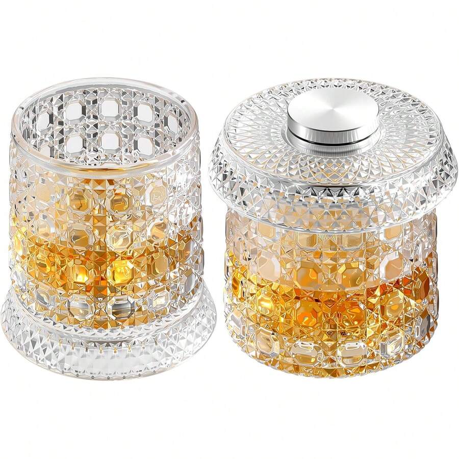 1 pieza Vaso de whisky giratorio de 10 onzas (283,5 g), adecuado para whisky escocés y bourbon, vaso de cóctel de lujo para bar, fiesta, hogar y regalos, vaso de whisky de alta gama, vaso de cerveza giratorio de descompresión, vaso giratorio de cristal de alta gama - Multicolor - Ver 1