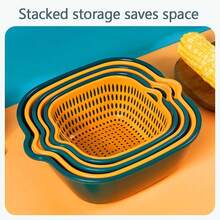 Multi-Layer Vegetable Washing Basket, Fruit Basket, Stackable Washing Pool Filter Net, Vegetable & Fruit Drainage Basket Set For Kitchen - Multicolor - View 5