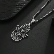 1 chiếc mặt dây chuyền hình bàn tay Fatima bằng thép không gỉ, bùa hộ mệnh Mandala hình mắt ác, thích hợp đeo hàng ngày. - Nhiều màu - Xem 3
