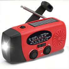 应急太阳能手摇收音机，带3个LED手电筒，AM/FM/NOAA便携式天气收音机，配备2000mAh移动电源手机充电器，太阳能USB充电收音机，适用于室内外露营、探险等场合。 - 查看 13