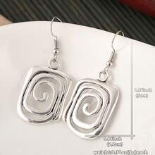1 Set Vintage Geometric Hook Earrings + Creative Spiral Earrings, Suitable For Women's Daily And Holiday Wear, Ideal Gift For Her - Silver - View 6