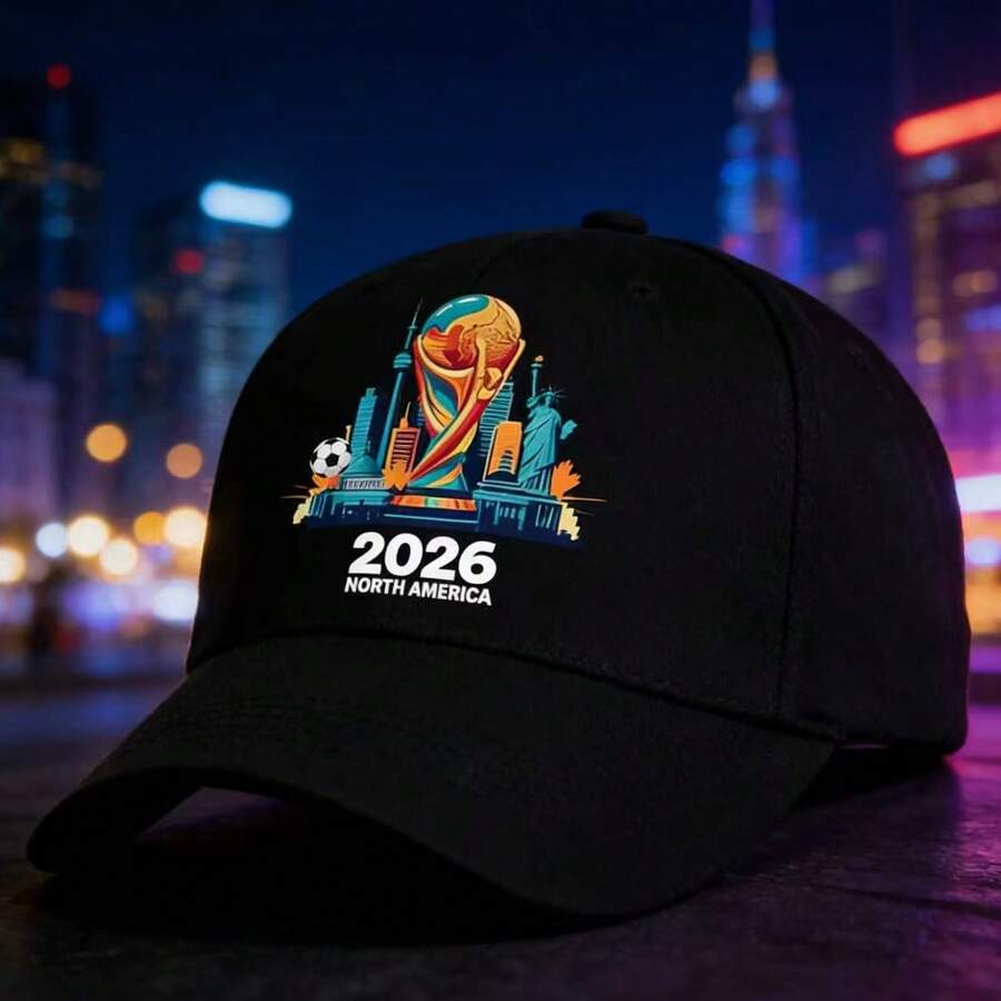 2026 North America World Cup Landmark Baseball Cap, Unisex Adjustable Football Fan Dad Hat - 黑色 - 查看 1