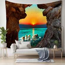 1 pièce Tapisserie paysage marin de grotte naturelle, tapisserie murale paysage de grotte de mer élégante, tapisserie scène de grotte de plage tropicale, convient pour le salon, la chambre, le dortoir, impression haute définition, couleurs vives, tapisserie polyvalente pour la décoration murale, la décoration de plafond, la housse de canapé, la nappe, le tapis de plage, un cadeau décoratif thème nature pour la famille et les amis - C - Voir 9