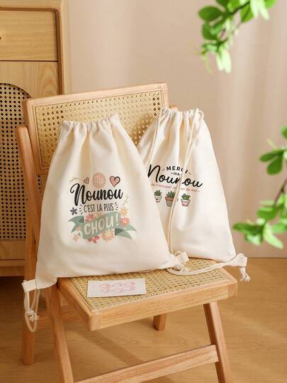VOESETO 1 Chiếc Cảm Ơn Nounou Ba lô dây rút in họa tiết Pháp, túi thể thao có thể điều chỉnh, túi đựng đồ nhẹ, túi du lịch, túi đựng giày dép và dụng cụ.