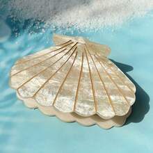 1PC Extra Large 8cm Tropical Seashell Shaped Hair Claw Clip, Glossy Smooth High-Quality Acrylic Beach Hair Accessory, Non-Slip Firm Grip Design For Stable Hairstyle Fixing, Elegant Mermaid Boho Hawaiian Style Decorative Hair Clutch, Perfect For Vacation Holiday Hairstyle Matching, Seaside Travel Photoshoot, Themed Party Decoration, All-Season Versatile Fashion Hair Clip, Casual Daily Styling Ornament Suitable For Autumn And Winter Daily Outfit Collocation - Nhiều màu - Xem 8