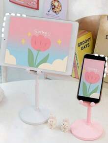 1pc Cartoon Rabbit Adjustable Desktop Phone Holder Stand, Retractable Tablet PC Slouchy Bracket Back To School - 多色的 - 查看 7