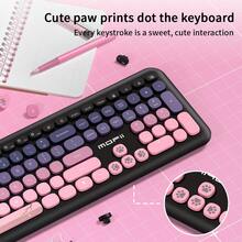 MOFii 666 2.4G Silent Wireless Keyboard & Mouse Combo, 110 Full-Size Retro Round Keys Cute Girly Style Office Peripherals, Includes USB Receiver, Compatible With Desktop & Laptop, Batteries Not Included - View 4