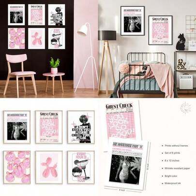 Habseligkeit Láminas de Arte de Pared de Pósters de Arte de Pared Trendy Lindos para Decoración de Habitación Estética Decoración Única de Habitación para Dormitorio de Niñas Sin Marco
