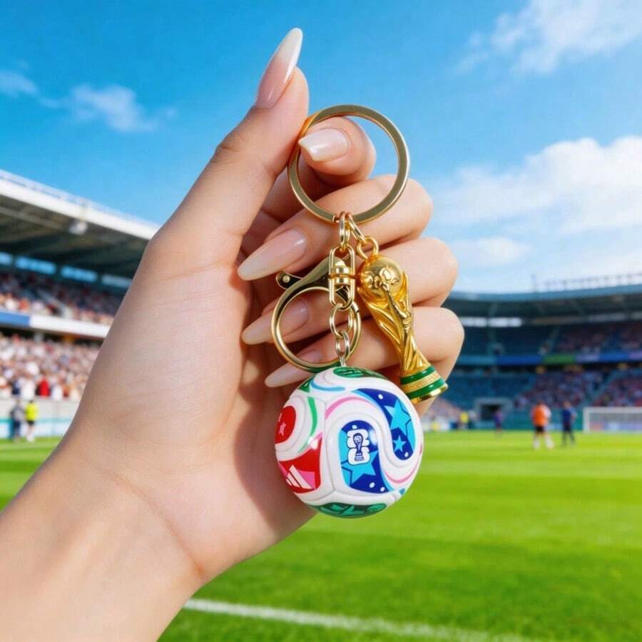 2026 Games Soccer Creative Keychain Backpack Charm Ornament Sports Souvenir Gift - Bóng đá + Cúp - Xem 1