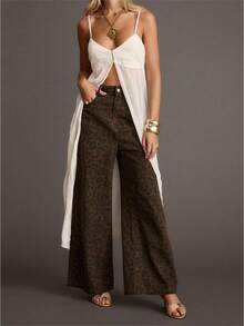 Women's Spaghetti Strap V Neck Split Front Maxi Cami Top Summer Beach Vacation Boho Top - trắng - Xem 1