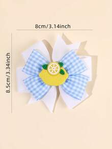2 buc cleme de păr în carouri albastre și albe, cleme de păr cu fundă decorative cu lămâie, accesorii de păr minimaliste drăguțe și proaspete pentru petrecere pe plajă, cadou pentru adolescenți - Albastru si alb - Vizualizare 9