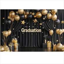 1pc 2D Flat Graduation Celebration Photography Backdrop Banner, Black Metal Graduation Cap Design, Suitable For Outdoor Graduation Photos, Dance Party Decor And Holiday Occasions, Indoor Party Banners, General Celebration Events, Family Gatherings, Holiday Parties, Photo Booth Props, Vibrant Vinyl Material - Multicolor - View 31