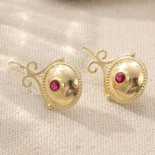Elegant Fuchsia Synthetic Zirconia Ball Bow Pendant Earrings, Handmade Jewelry For Women, Suitable For Daily Wear And Dates, Ideal Gift For Wife And Girlfriend - Gold - View 4
