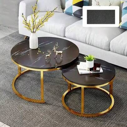 Set Of 2 Round Nesting Coffee Tables - Stackable Modern Side Tables For Living Room, Space-Saving Sofa End Tables, Contemporary Home Decor
