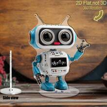 Mô hình robot acrylic xoay 2D | Robot màu trắng và xanh dễ thương có màn hình phát nhạc, lý tưởng để trưng bày trong văn phòng hoặc làm quà tặng ý nghĩa cho người yêu công nghệ, phù hợp với nhiều không gian khác nhau. - B - Xem 4