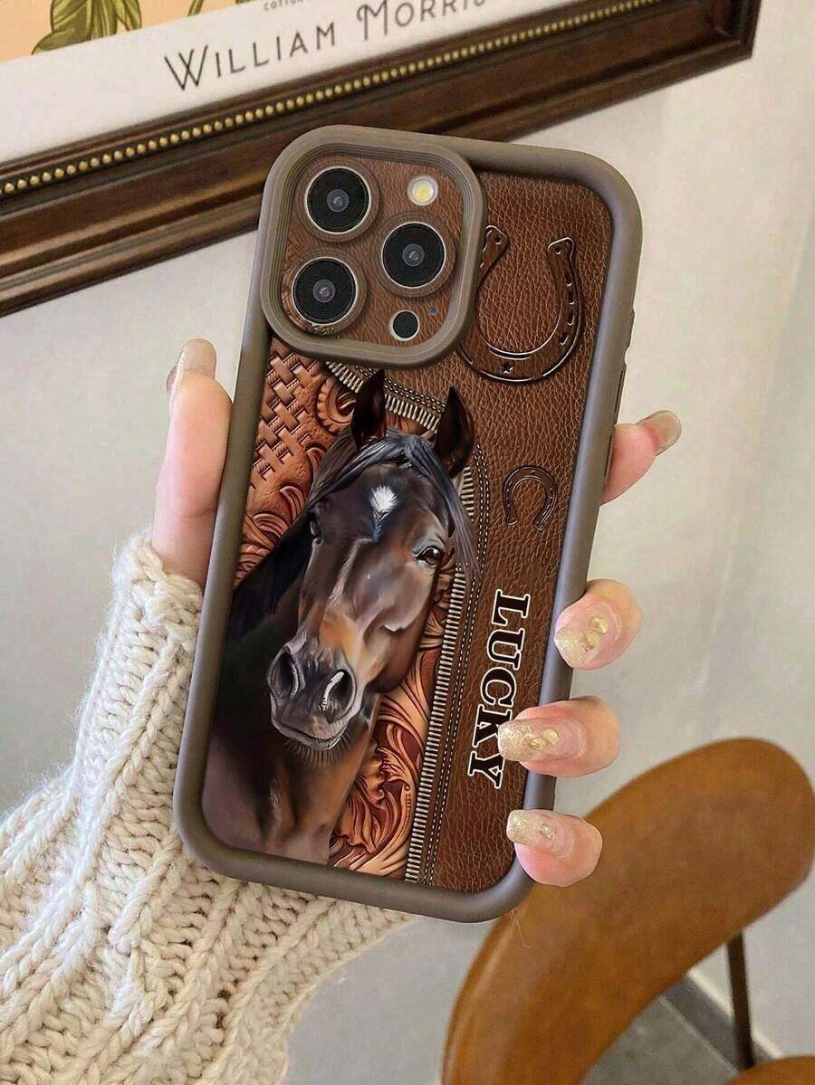 Funda protectora de teléfono gruesa, minimalista y antideslizante con diseño de caballo de dibujos animados pintado, compatible con iPhone 17/17 Pro Max, 16/16 Pro/16 Pro Max, 16 Plus, 15 XR/7/8, 15 Pro Max, 12 Pro Max, 13 Pro Max, 14 Pro Max, 13, 14, 11, 12, P14, P11, P12, XS, XR, 7/8P, 7/8G, ES2, teléfonos Redmi - Estilo 4 (1 pieza) - Ver 1