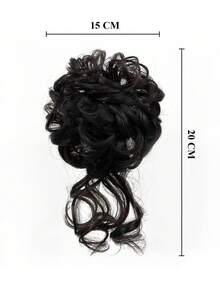合成发髻 - 深棕色卷发发髻，带挑染，弹性发带 - 女士马尾辫发饰，8英寸 - 适合日常佩戴、工作和音乐节 - 理想的礼物 - Dark Brown - 查看 2